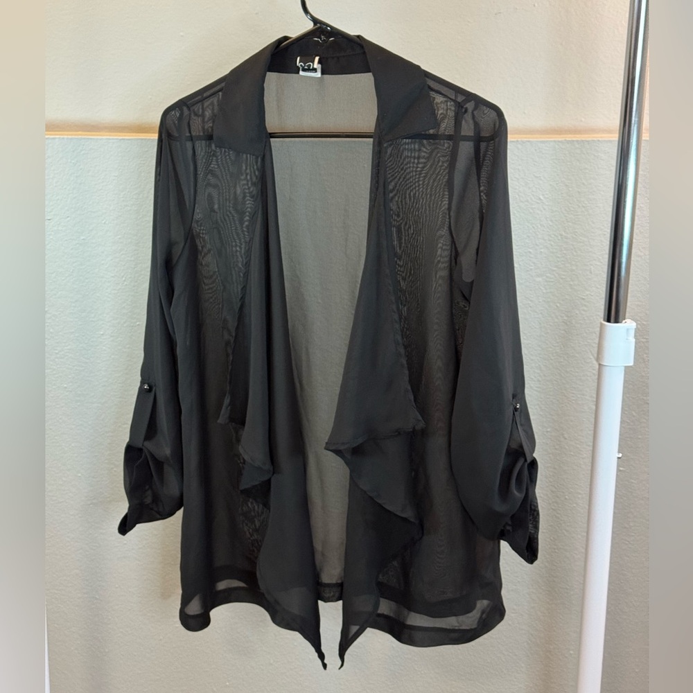 Windsor Sheer Black Open Front Cardigan